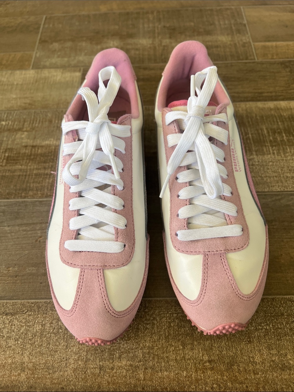 Puma Pink and White Classic Low-Top Sneakers